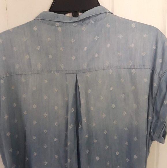 Maurices Printed Chambrey Denim Shirt Dress Button Down Short Sleeve Medium EUC - Picture 5 of 11